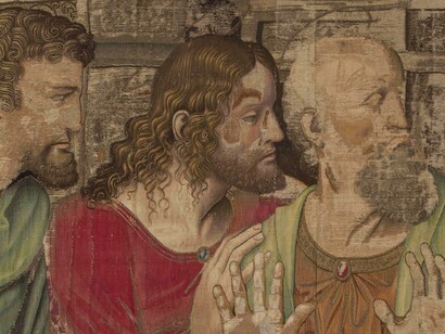 Tapiz de «La última cena» (detalle). Fotografía de los Museos Vaticanos