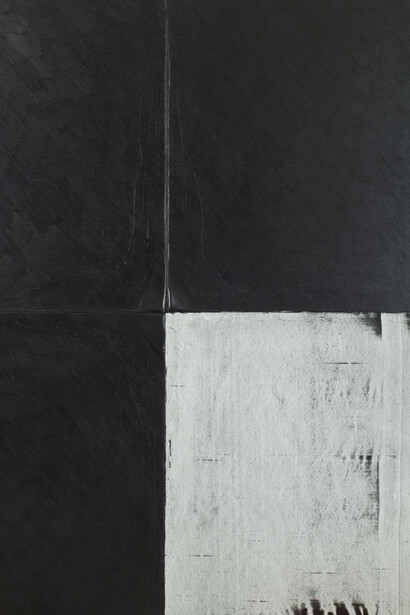 Takesada Matsutani 
Cross
2001
Vinyl relief, graphite on canvas
162 x 130 cm / 63 3/4 x 51 1/8 in
© Takesada Matsutani
Courtesy the artist and Hauser & Wirth
Photo: Marc Domage
