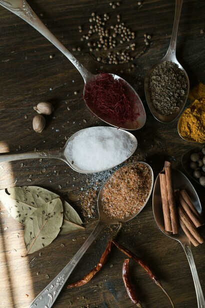 Saffron, cumin, cinnamon and turmeric spices are some traditional spices and make part of every day Moroccan cuisine