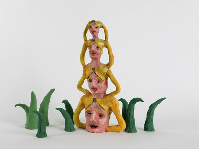 Marlene Steyn, Becoming a braid (All she ever wanted to be), 2013, Fired earthenware clay painted with oil, acrylic and enamel, 31 x 14 x 6 cm