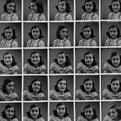 Sequenza di foto di Anne Frank scattate nel 1939 per il passaporto