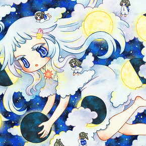 Ryoko Kaneta, Lunar phase (detail). Courtesy of Corey Helford Gallery