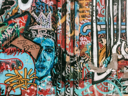 Graffiti art in a street in Thames, Buenos Aires, Argentina