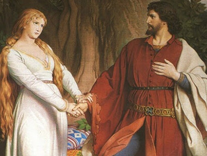 Tristano e Isotta scoperti dal Re Marco (dettaglio), August Spiess, 1883