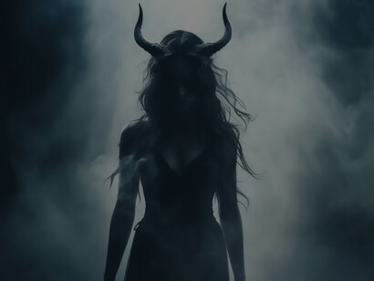 Depiction of a female devil entity captures the essence of dark allure and formidable power in its representation