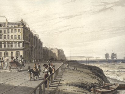 William Daniell (1769–1837) - Near Regent’s Square (from A Voyage round Great Britain) 1823 - Hand-coloured aquatint, 22.7 x 30.1 cm-
Private collection