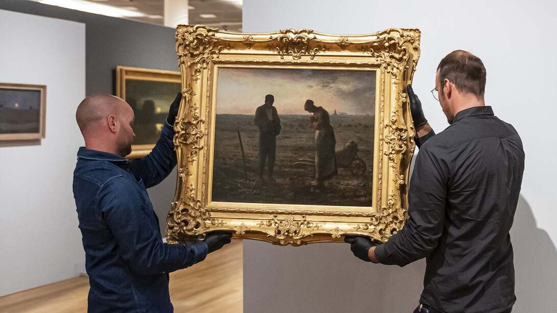 The Angelus, one of Millet’s best-known works, has arrived at the Van Gogh Museum. From 4 October, the painting will go on display for the first time in the Netherlands, as part of the exhibition Jean-François Millet: Sowing the Seeds of Modern Art. Photograph: Jan-Kees Steenman/SeeItYourself