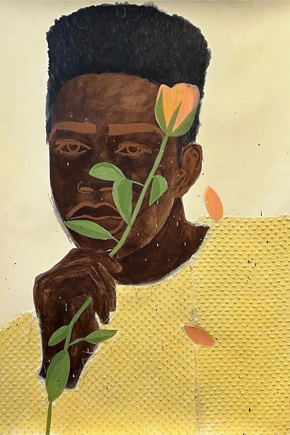 Ian Micheal, Flowers and fros (detail). Courtesy of Maybaum Gallery