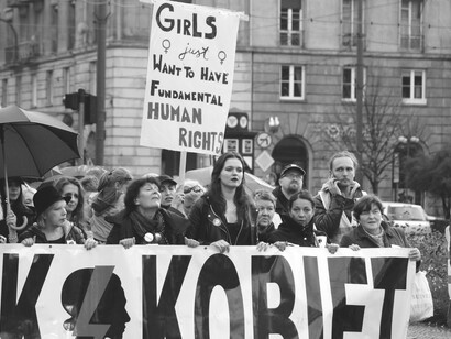 Women protesting for feminism and equal rights in Wrocław, Dolnośląskie, Poland