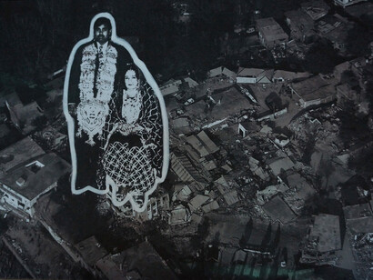 Aisha Abid Hussain, Love is a Wasted Vigil Series IV, Inkjet print collage on Wasli paper 10 x 14''