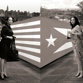 Leenda Bonilla, MainLAND MIX, Photo Illustration printed on canvas, 30x40 inches, 2012. Courtesy of the Artist and Pepatian