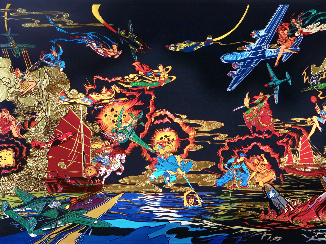 Jacky Tsai, Culture Clash (detail), 2015, 120 x 180 cm, courtesy of Jacky Tsai and The Fine Art Society 