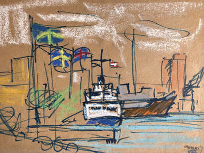 Gonni, "Senza titolo", 1957, tecnica mista su carta incollata su cartone, 40,5x30 cm