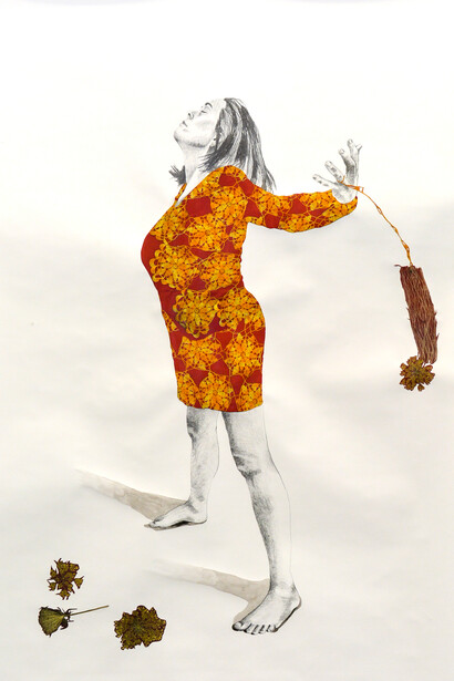 Second Spring 6, (2019) Mixed media on ledger paper, 91 x 136 cm. Photo credit: Tom Condon. (Detail) 
