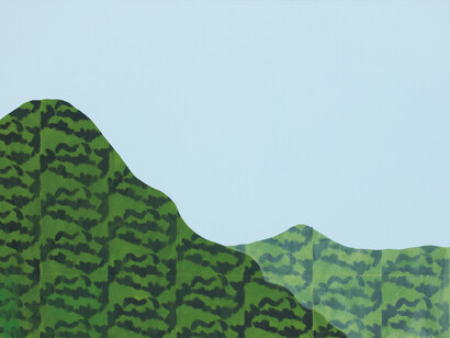 Nobuyuki Takahashi, June -The View from a Tonkatsu Restaurant in Hayama, 2012, acrylic and collage on canvas, 45.5 × 60.6 cm