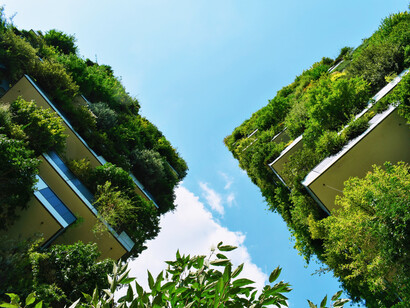 Two buildings of the Bosco Verticale, Milan, Italy