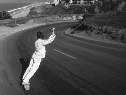 Anthony Friedkin, Jay Riddle skateboarding point dume, Malibu, California (detail), 1980. Courtesy of Von Lintel Gallery