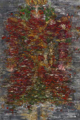 د [Gordafarid], 2017, mixed media on canvas, 280 x 155 cm