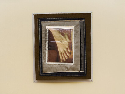f.marquespenteado, Sean na paisagem, 2014, textile collage, printing on synthetic material hand and machine embroidery, Edition: N/A, 45,6 x 39,5 cm. Courtesy of Mendes Wood DM, São Paulo