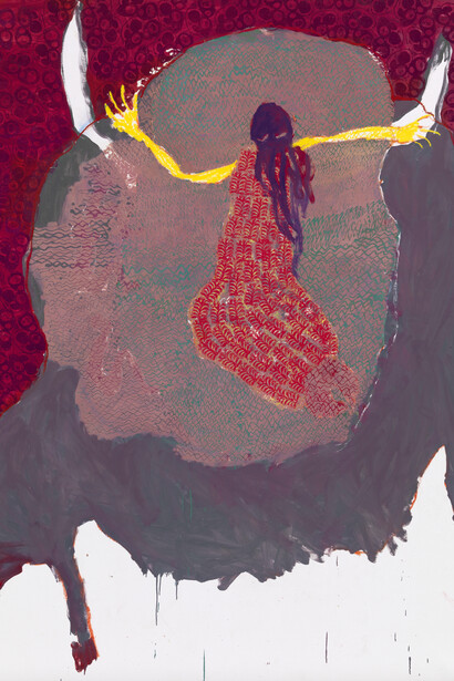 Portia Zvavahera, Prayer amid a battle, 2021. Courtesy of Institute of Contemporary Art, Boston