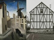 Mario Sironi / Bernd and Hilla Becher, Paesaggio urbano, 1921 / Case a graticcio, Siegen Sud-Vestfalia (Fachwerkhäuser, Siegen Sud-Westfalen), 1988, Olio su tela, 89 x 65 cm / Stampe, gelatina ai sali d'argento, 104,1 x 83,8 cm, Collezione privata. Deposito presso la Collezione Peggy Guggenheim, Venezia / Fondazione Solomon R. Guggenheim, Collezione Hannelore B. e Rudolph B. Schulhof, lascito Hannelore B. Schulhof, 2012