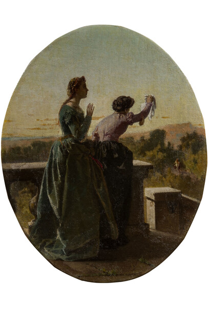 Federico Faruffini, L'arrivo, olio su tela, 38 x 30 cm