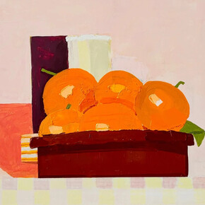 Sydney Licht, Still life with oranges in clay pot, 2024. Courtesy of Kathryn Markel Fine Arts Gallery