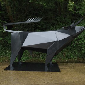 Terence Coventry, Monumental Steel Bull, Powder-coated Steel, Unique, 244 cm high
