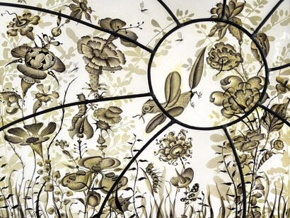 Judith Schaechter, Golden hour (detail), 2026. Courtesy of Claire Oliver Gallery