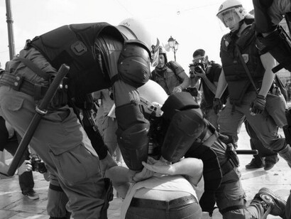  Manifestation en Grèce contre les politiques européennes, 2011. Photograpie Spirifoto