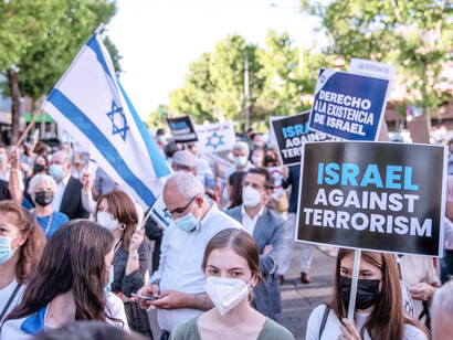 Israelíes se manifiestan contra el terrorismo de Hamás en Tel Aviv, Israel