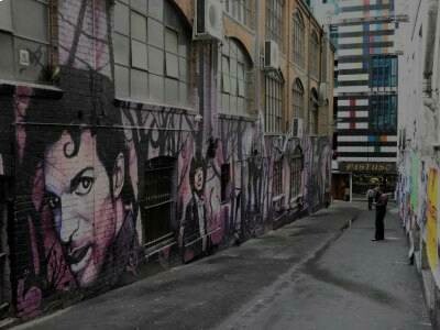 Just one of the many colorful and interesting street art in AC/DC Lane in Melbourne, Australia