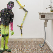 Giuliana Rosso, Resta fosforescente, 2023, oil paint, acrylic and chalk on paper-maché, unique edition. Courtesy the artist and The Address Gallery