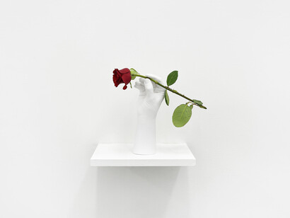 Ethan Cook, Study for Large Hand, 2015, forton, acrylic paint, Shelf 24 x 30 cm, Hand 24 x 7.5 x 6 cm