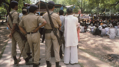 Police forces used to suppress democratic dissent - intensifying under the current regime @ Ashish Kothari