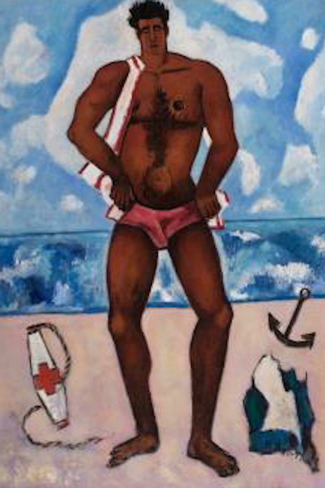 Marsden Hartley (American, 1877-1943), Canuck Yankee Lumberjack at Old Orchard Beach, Maine, 1940–41, Oil on Masonite-type hardboard, 40 1/8 x 30 in. (101.9 x 76.2 cm). Hirshhorn Museum and Sculpture Garden, Smithsonian Institution