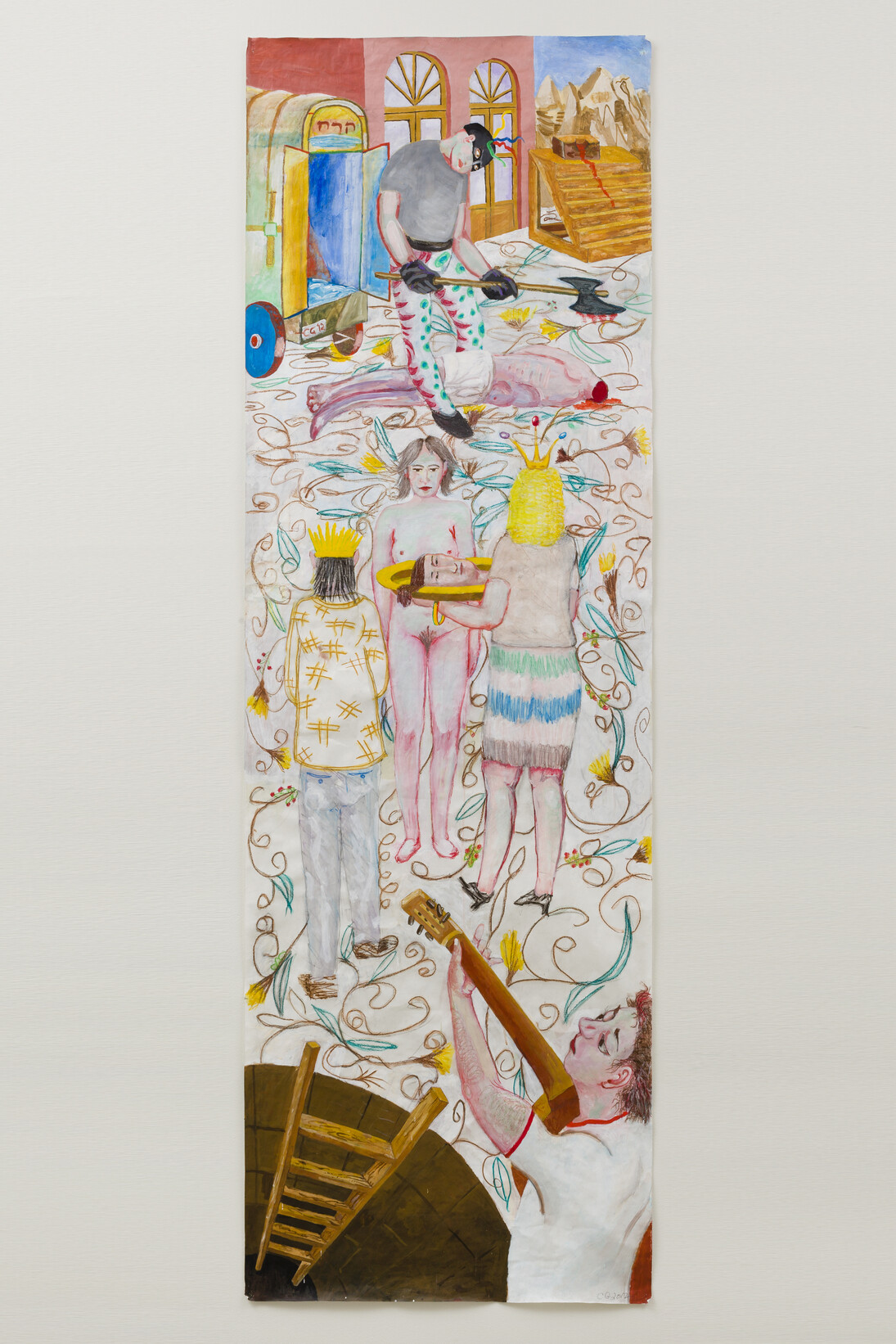 Charles Garabedian, Family Affair, 2012, acrylic on paper, 108 x 36 inches