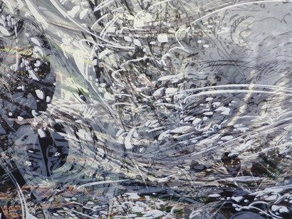 Yoon Lee, "A Snow Storm of Sorts," 2014, Acrylic on PVC panel, 48 x 72 inches. Courtesy the artist and Pierogi Gallery