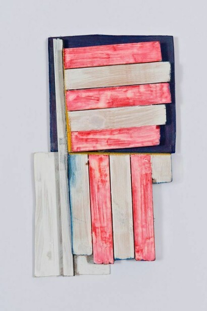 Dominic Beattie, Untitled, 2013, ink, acrylic, timber and hardboard, 25 x 14 cm