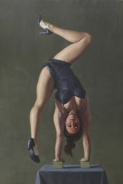 Harry Holland, Hand balance, oil on panel, 84 x 59 cm