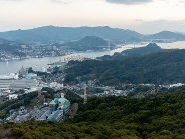 The breathtaking view from Mount Inasa stretching across Nagasaki's coastline, reflecting Nagasaki's natural grandeur