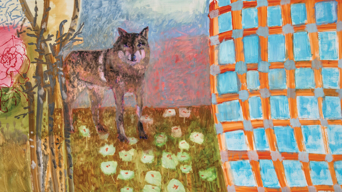 Mary Vernon, The 36th Parallel (details), 2023, Oil and acrylic on Yupo, 60 × 120 in. Courtesy of Valley House Gallery and Sculpture Garden