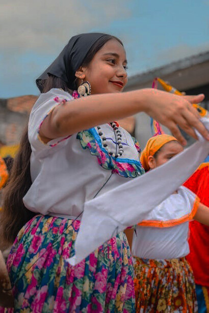 Girls celebrating the vibrant San Martín festival in Rioja, Peru, showcasing the rich cultural heritage and lively spirit of this unique event
