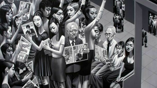 Carl Randall, Tokyo Subway, 2011, Acrylic on canvas,130 cm x 162 cm, © Carl Randall