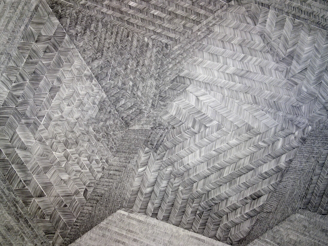 Aili Schmeltz [American, b. 1975], Twisted Hourglass Generator III, 2013, Graphite on paper, 96 x 60 inches, 243.8 x 152.4 cm