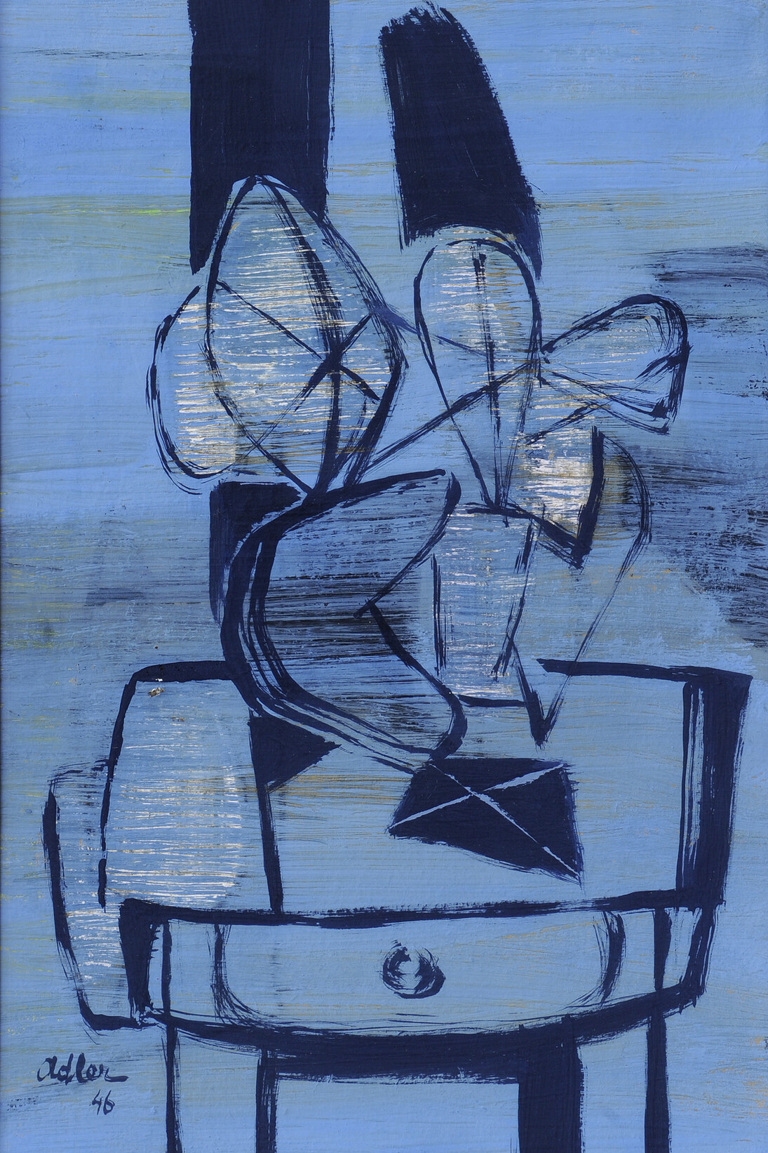 Jankel Adler, Blue Interior, 1946, gouache