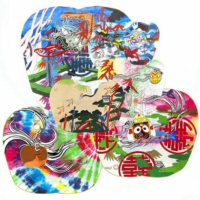 Jiha Moon, "Traveler," 2013, Ink, acrylic, screen print, and tie-dye fabric on Hanji paper. Courtesy of Ryan Lee, New York