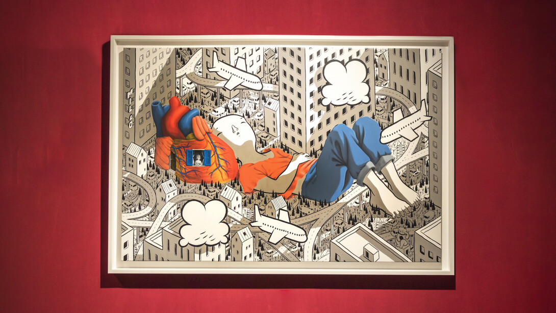 Millo, Into the heart, 2023, acrylic on canvas, 120x70 cm. Courtesy of the artist and Dorothy Circus Gallery, Rome
