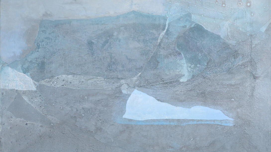 SoHyun Bae, Untitled, 2015, Rice paper and pure pigment on canvas, 39 1/2 x 59 inches