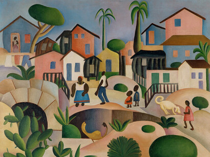 Obra Morro da Favela (1924) de Tarsila do Amaral, óleo sobre tela